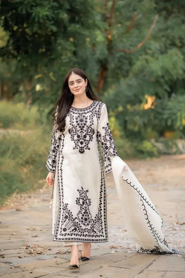 3-Piece Embroidered Organza